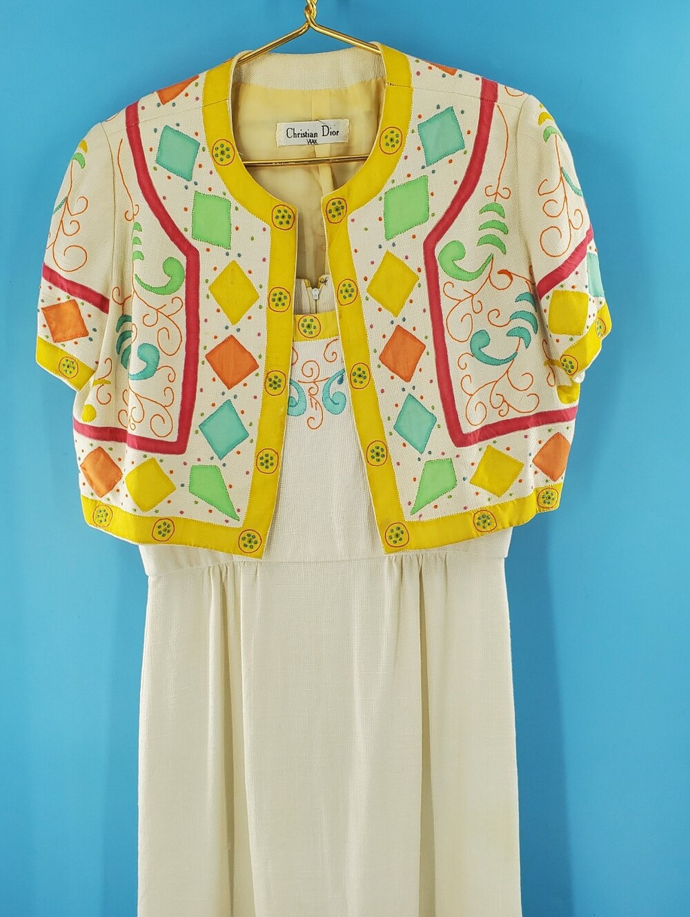 RARE 1950s Christian Dior 2 piece linen dress *FLAWED GEM!*